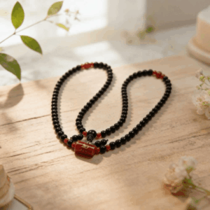 H064 Crimson & Ebony Double Loop Necklace (Random Style)